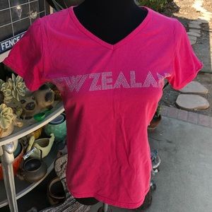 Studded New Zealand Pink T Shirt Size M